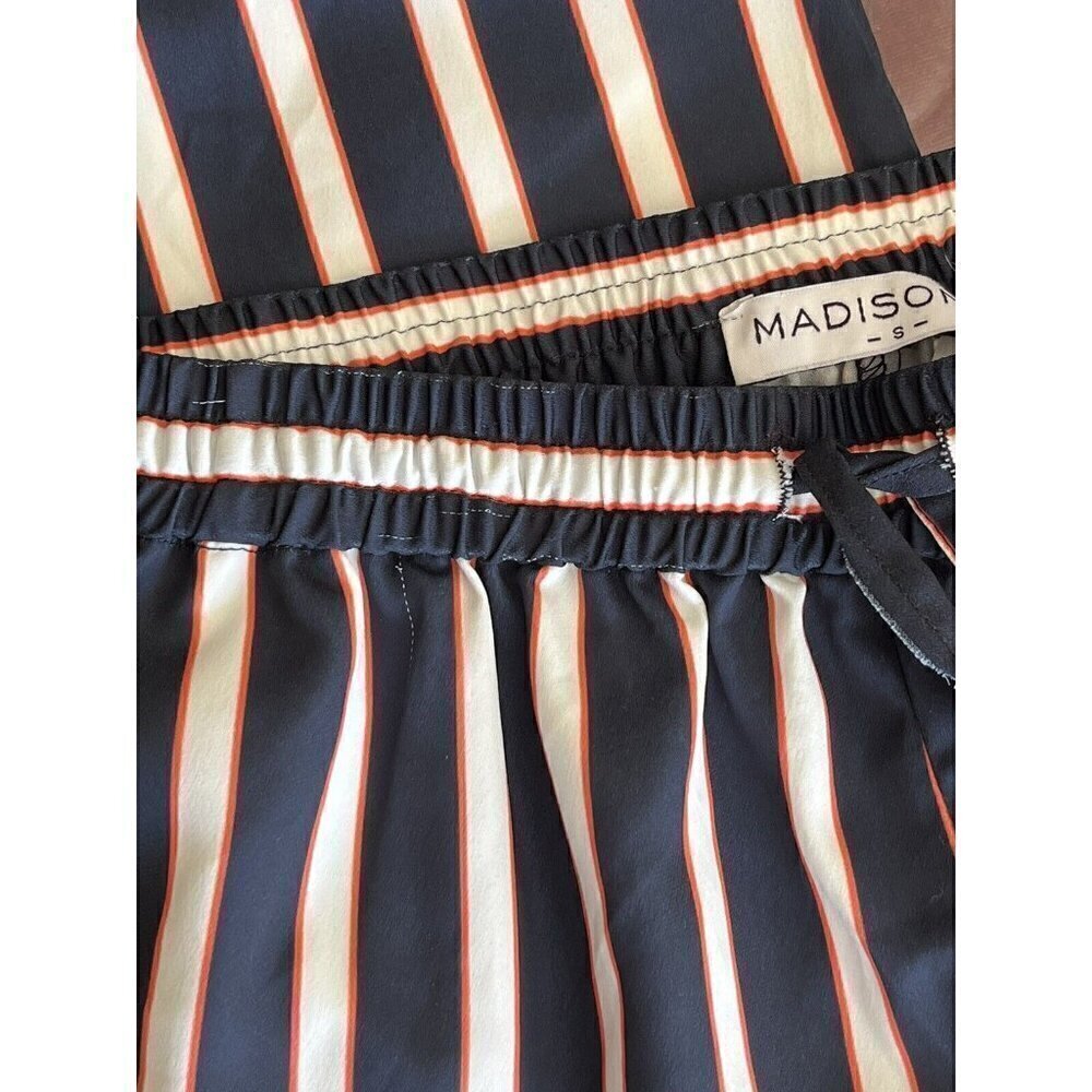 Madisonne Womens Blue Striped Drawstring Wide leg Pants Size S - Picture 3 of 14